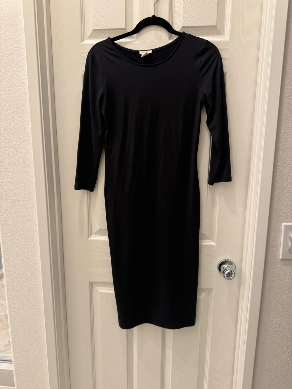 Yelete Black Midi Dress with 3/4 Sleeves